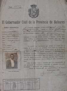 Acta del Gobernador de Baleares, que autoriza el viaje de Miguel Clar a Cuba