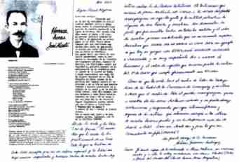 Carta de Antonio Guerrero a Lázaro David Najarro Pujol, con el poema ¡Presentes¡, dedicado al abominable fusilamiento de los ocho estudiantes de medicina en 1871