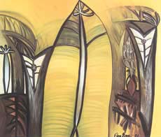 Hoja de plátano, 2001, óleo/tela, 120x140 cm