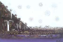 Amanecer en Baracoa, 2001, óleo/tela, 89x145 cm