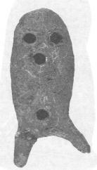 ldolillo femenino muy pequeño realizado en cerámica, el cual representa una figura femenina estilizada (Tamaño: 2.5 cm de largo x 1 de ancho)