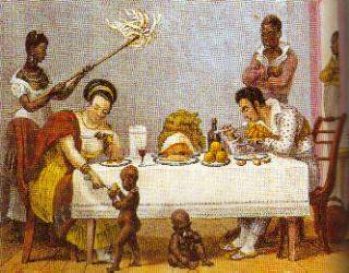 Il pranzo. Incisione di J. Debret �  Biblioth�que Nationale, Parigi